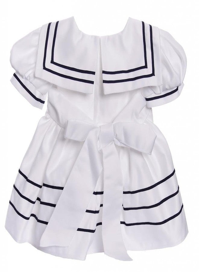 iGirlDress Baby Toddler Girls Nautical Sailor Dress with Hat 4T White - Image 3